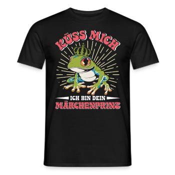 Froschkostüm KÜSS MICH BIN EIN MÄRCHENPRINZ - Männer T-Shirt - Schwarz - Vorne - AI Model Male 178 light (178cm)