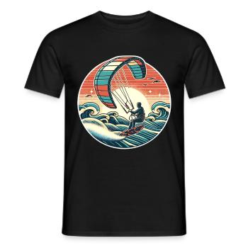 Kitesurfing Kitesurfer Kiteboard - T-shirt herr - svart - Fram - AI Model Male 178 light (178cm)