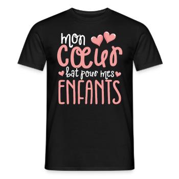 Mon Cœur Bat Pour Mes Enfants Loving Parents - T-shirt homme - noir - Devant - AI Model Male 178 light (178cm)