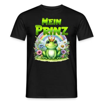 Froschkostüm Karneval MEIN PRINZ Lustiges - Männer T-Shirt - Schwarz - Vorne - AI Model Male 178 light (178cm)