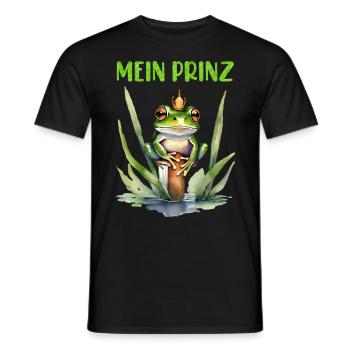 Froschkostüm MEIN PRINZ Lustiges Faschings - Männer T-Shirt - Schwarz - Vorne - AI Model Male 178 light (178cm)