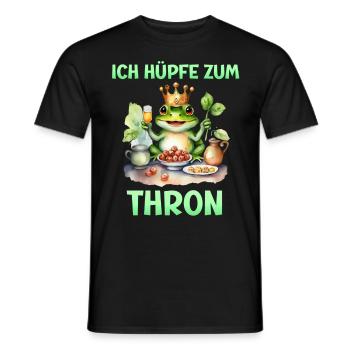 Froschkostüm ICH HÜPFE ZUM THRON Lustiges - Männer T-Shirt - Schwarz - Vorne - AI Model Male 178 light (178cm)