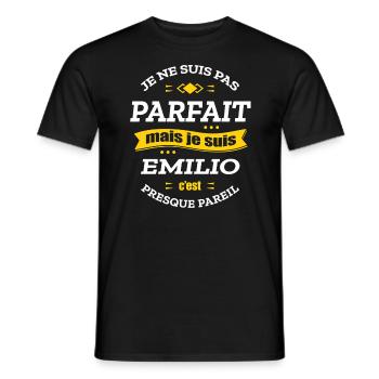 EMILIO PARFAIT - PRENOM EMILIO - T-shirt homme - noir - Devant - AI Model Male 178 light (178cm)