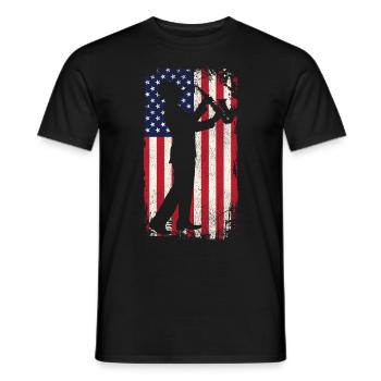 Saxophones American Flag - Men's T-Shirt - black - Front - AI Model Male 178 light (178cm)