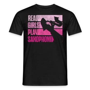 Saxophone Rétro Vintage Real Girls - T-shirt homme - noir - Devant - AI Model Male 178 light (178cm)