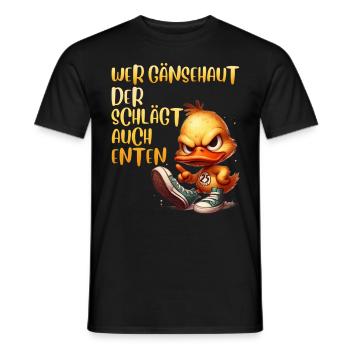 Entenkostüm WER GÄNSEHAUT DER SCHLÄGT AUCH - Männer T-Shirt - Schwarz - Vorne - AI Model Male 178 light (178cm)