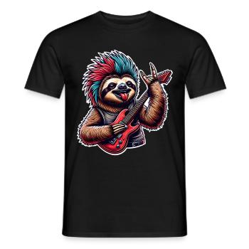 Faultier Rock and Roll Gitarrist - Männer T-Shirt - Schwarz - Vorne - AI Model Male 178 light (178cm)