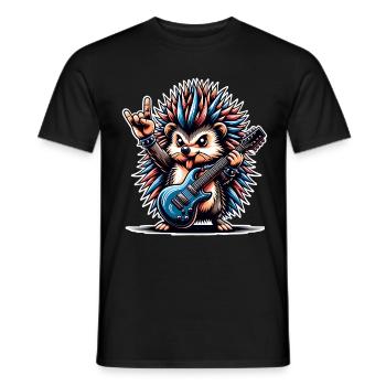 Igel Rock and Roll Gitarrist - Männer T-Shirt - Schwarz - Vorne - AI Model Male 178 light (178cm)