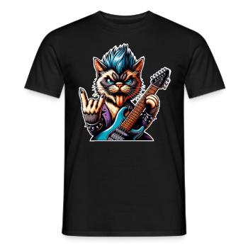 Cat Guitariste de Rock and Roll - T-shirt homme - noir - Devant - AI Model Male 178 light (178cm)