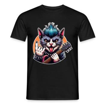 Cat Guitariste de Rock and Roll - T-shirt homme - noir - Devant - AI Model Male 178 light (178cm)