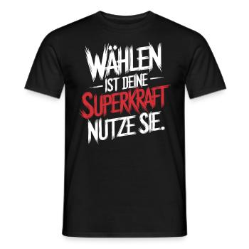 Wählen ist deine Superkraft - Männer T-Shirt - Schwarz - Vorne - AI Model Male 178 light (178cm)