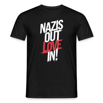 Nazis out love in - Men's T-Shirt - black - Front - AI Model Male 178 light (178cm)