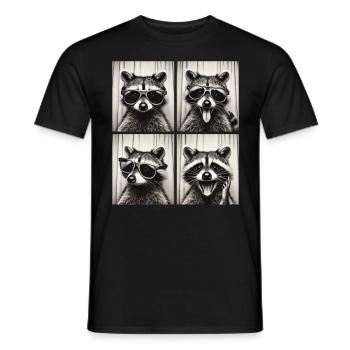 Photo booth raccoon with sunglasses - Men's T-Shirt - black - Front - AI Model Male 178 light (178cm)