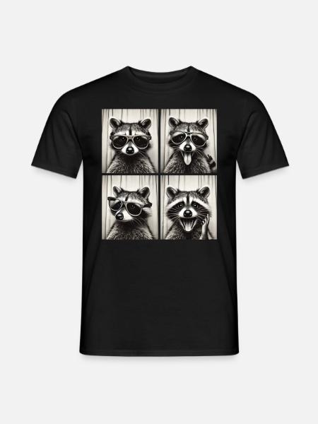Fotobox Waschbär mit Sonnenbrille - Männer T-Shirt - Schwarz
