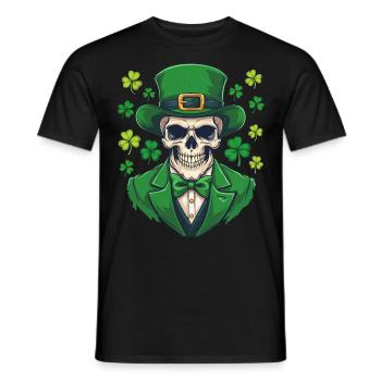 Squelette de la Saint-Patrick en costume - T-shirt homme - noir - Devant - AI Model Male 178 light (178cm)