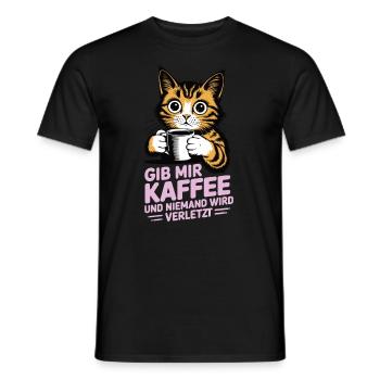 Gib mir Kaffee und niemand wird verletzt - Männer T-Shirt - Schwarz - Vorne - AI Model Male 178 light (178cm)