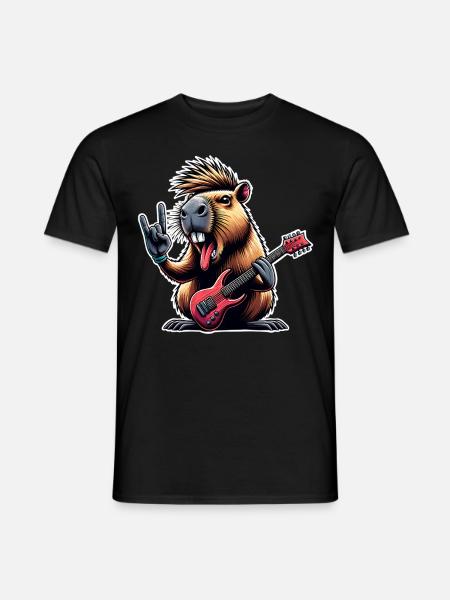 Capybara Rock and Roll Guitarist - Men's T-Shirt - black