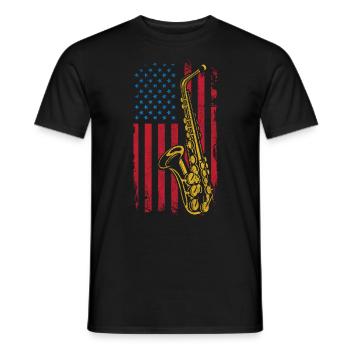 Saxophones American Flag - Men's T-Shirt - black - Front - AI Model Male 178 light (178cm)