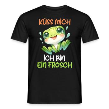 Karneval Frosch KÜSS MICH BIN EIN FROSCH Lustiges - Männer T-Shirt - Schwarz - Vorne - AI Model Male 178 light (178cm)