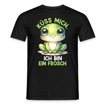 Karneval Frosch KÜSS MICH BIN EIN FROSCH Lustiges - Männer T-Shirt - Schwarz - Vorne - AI Model Male 178 light (178cm)