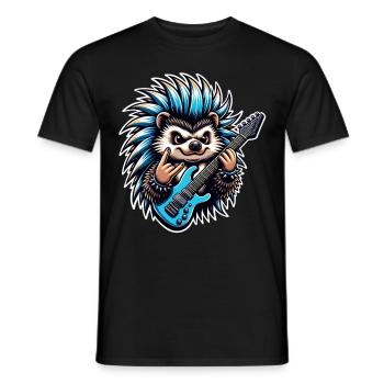 Igel Rock and Roll Gitarrist - Männer T-Shirt - Schwarz - Vorne - AI Model Male 178 light (178cm)