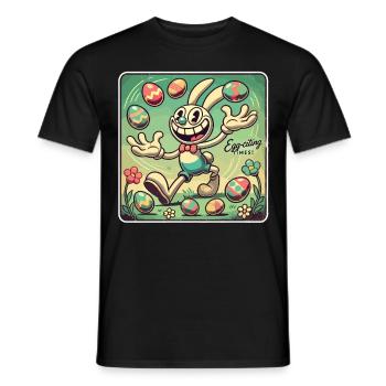 Retro Cartoon Osterhase – Vintage Osterei Shirt - Männer T-Shirt - Schwarz - Vorne - AI Model Male 178 light (178cm)