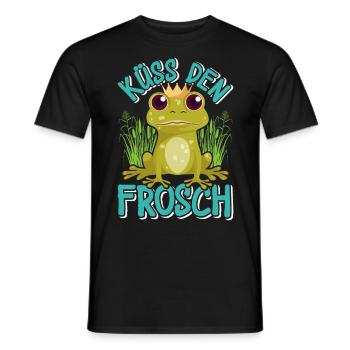Karneval Kostüm Party KÜSS DEN FROSCH Lustiges - Männer T-Shirt - Schwarz - Vorne - AI Model Male 178 light (178cm)
