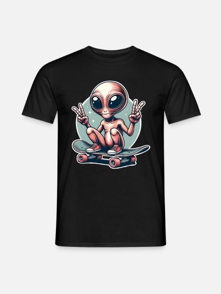 Alien Skateboard Skater Skate - Men's T-Shirt - black