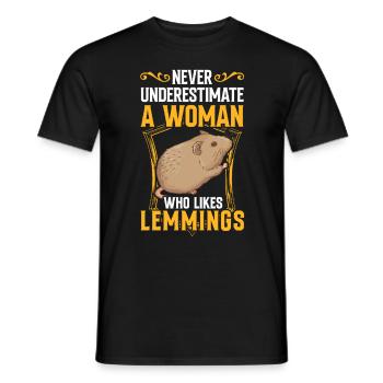 Lemming Vole Woman with Lemming - Men's T-Shirt - black - Front - AI Model Male 178 light (178cm)