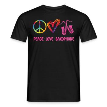Saxophone Tie Dye Peace Love - Männer T-Shirt - Schwarz - Vorne - AI Model Male 178 light (178cm)