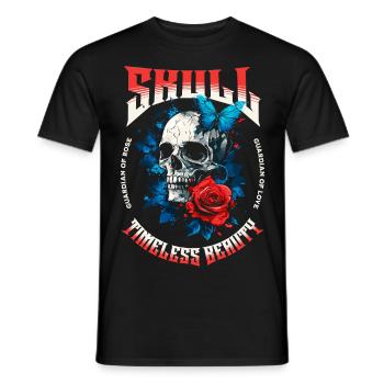 Totenkopf Totenschädel Schmetterling Rose Blume - Männer T-Shirt - Schwarz - Vorne - AI Model Male 178 light (178cm)