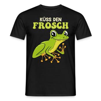 Froschkostüm KÜSS DEN FROSCH Lustiges Faschings - Männer T-Shirt - Schwarz - Vorne - AI Model Male 178 light (178cm)