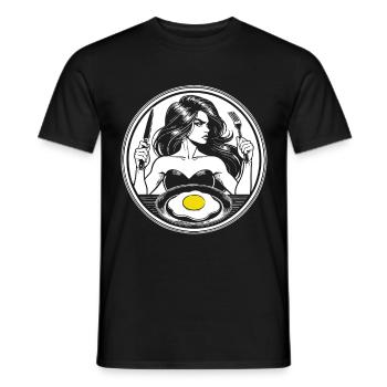 Fried Egg & Style – Le petit-déjeuner parfait ! - T-shirt homme - noir - Devant - AI Model Male 178 light (178cm)