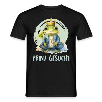 Karneval Kostüm PRINZ GESUCHT Froschkostüm - Männer T-Shirt - Schwarz - Vorne - AI Model Male 178 light (178cm)