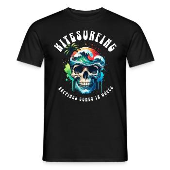 Kitesurfing Kitesurfer Kiteboard - T-shirt herr - svart - Fram - AI Model Male 178 light (178cm)