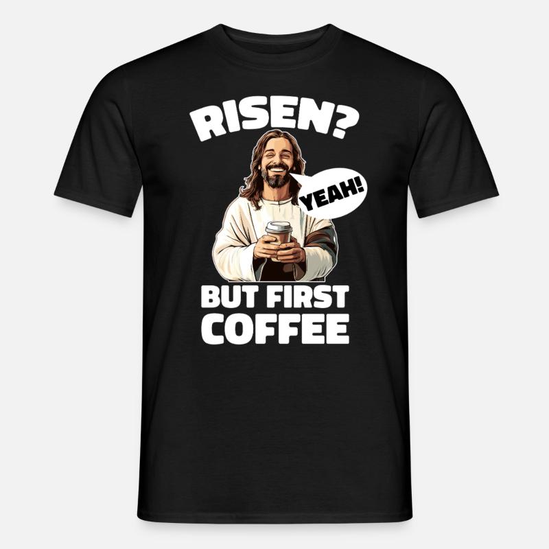 Risorto sì ma primo caffè Gesù Pasqua - T-shirt uomo - nero