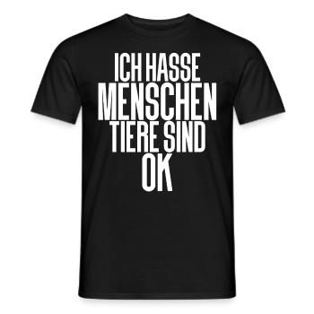 Ich Hasse Menschen Tiere Sind Ok - Männer T-Shirt - Schwarz - Vorne - AI Model Male 178 light (178cm)