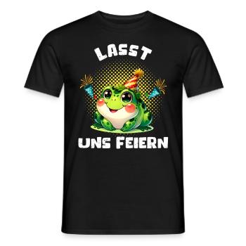 Froschkostüm LASST UNS FEIERN Lustiges Karneval - Männer T-Shirt - Schwarz - Vorne - AI Model Male 178 light (178cm)