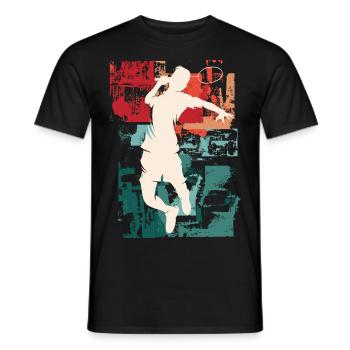 Badminton Federball Sport Spieler Vintage Retro - Männer T-Shirt - Schwarz - Vorne - AI Model Male 178 light (178cm)