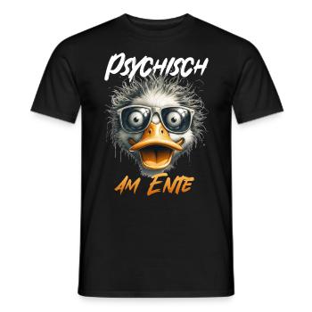 Karneval Ente PSYCHISCH AM ENTE Lustiges - Männer T-Shirt - Schwarz - Vorne - AI Model Male 178 light (178cm)