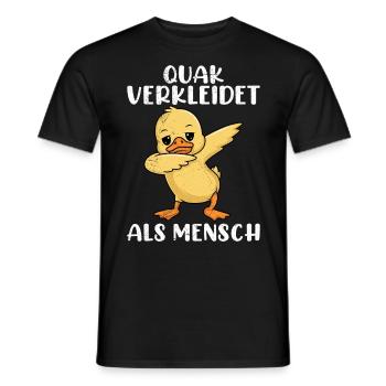 Faschings Ente QUACK VERKLEIDET ALS MENSCH Lustig - Männer T-Shirt - Schwarz - Vorne - AI Model Male 178 light (178cm)