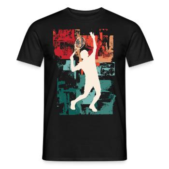 Tennis Tennis Player Player Vintage Retro Colorful - Men's T-Shirt - black - Front - AI Model Male 178 light (178cm)