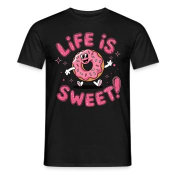 Life Is Sweet – Donut Design - Männer T-Shirt - Schwarz - Vorne - AI Model Male 178 light (178cm)