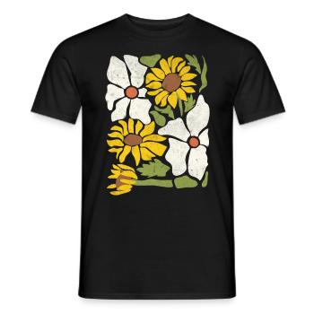 Boho Wildflowers with Sunflowers and Daisies - Men's T-Shirt - black - Front - AI Model Male 178 light (178cm)