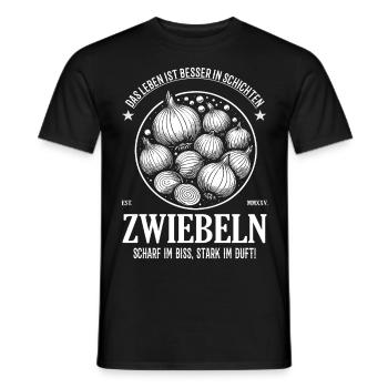 Onions – Life is better in layers - Men's T-Shirt - black - Front - AI Model Male 178 light (178cm)