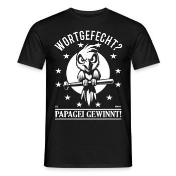 Lustiger Papagei – Wortgefecht? Papagei gewinnt - Männer T-Shirt - Schwarz - Vorne - AI Model Male 178 light (178cm)