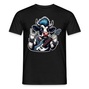 Kuh Rock and Roll Guitarist - Men's T-Shirt - black - Front - AI Model Male 178 light (178cm)