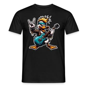 Duck Rock and Roll Guitarist - Men's T-Shirt - black - Front - AI Model Male 178 light (178cm)