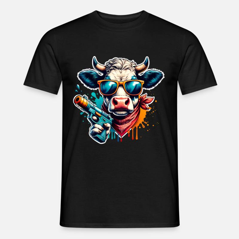 Pistolet à eau vache - T-shirt homme - noir