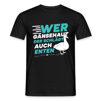 Faschingskostüm WER GÄNSEHAUT DER SCHLÄGT ENTEN - Männer T-Shirt - Schwarz - Vorne - AI Model Male 178 light (178cm)